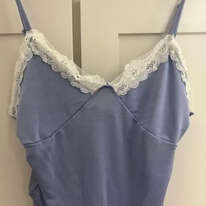 NWT light blue misguided body suit with white lace